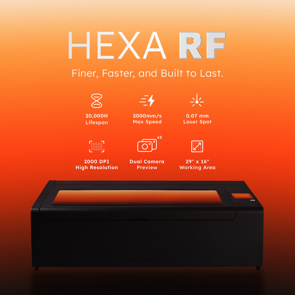 FLUX HEXA RF Desktop RF CO2 Laser Cutter